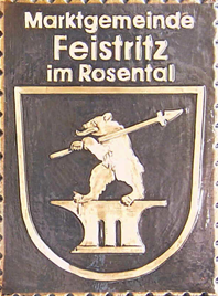                                                                
                     
 Kupferbild                           
  Gemeindewappen Kärnten             
   Marktgemeinde 
   Feistritz im Rosental                      
   Bezirk Klagenfurt-Land                                                                jedes Bild ein "Unikat"
 Kupferrelief  Handarbeit