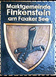                                                            
                     
 Kupferbild                                 
  Gemeindewappen Kärnten            
  Marktgemeinde Finkenstein am Faaker See
                              
   Bezirk     Villach-Land                                                                 jedes Bild ein "Unikat"
 Kupferrelief  Handarbeit