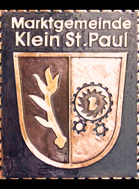                                                            
                     
 Kupferbild                                 
  Gemeindewappen Kärnten            
   Marktgemeinde  Klein Sankt Paul
                              
   Bezirk     Veit an der Glan                                                                 jedes Bild ein "Unikat"
 Kupferrelief  Handarbeit