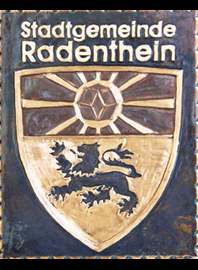                                                            
                     
 Kupferbild                                 
  Gemeindewappen Kärnten            
   Stadtgemeinde   Radenthein
                              
   Bezirk    Spittal an der Drau                                                                 jedes Bild ein "Unikat"
 Kupferrelief  Handarbeit