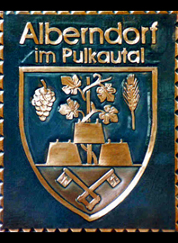 Kupferbild Gemeindewappen Alberndorf im Pulkautal                                                              jedes Bild ein "Unikat"
 Kupferrelief  Handarbeit