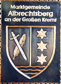 Kupferbild Gemeindewappen Albrechtsberg  an der grossen Krems                                                             jedes Bild ein "Unikat"
 Kupferrelief  Handarbeit