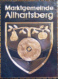    Gemeindewappen Marktgmeinde   Allhartsberg                                                             jedes Bild ein "Unikat"
 Kupferrelief  Handarbeit
