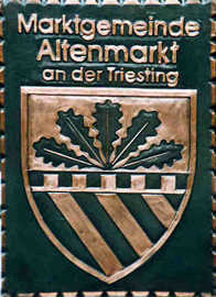                 Kupferbild                         Gemeindewappen                 Marktgmeinde            Altenmarkt an der                      Triesting                                                    jedes Bild ein "Unikat"
 Kupferrelief  Handarbeit