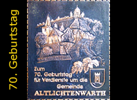   Kupferbild Gemeindewappen  Altlichtenwarth                                           Partnerschaft Italien                  jedes Bild ein "Unikat"
 Kupferrelief  Handarbeit