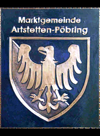 Kupferbild  Gemeindewappen Marktgmeinde Artstetten    Pöbring                                                             jedes Bild ein "Unikat"
 Kupferrelief  Handarbeit