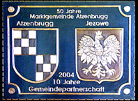 Kupferbild   Gemeindewappen Marktgmeinde   Atzenbrugg  Partnergemeinde Jezowe                                                             jedes Bild ein "Unikat"
 Kupferrelief  Handarbeit