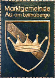 KupferbildKupferbild Gemeindewappen Marktgmeinde    Wappen Au am Leihaberge                                                              jedes Bild ein "Unikat"
 Kupferrelief  Handarbeit