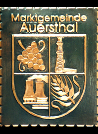 Kupferbild  Gemeindewappen Marktgmeinde Auersthal                                                                                             jedes Bild ein "Unikat"
 Kupferrelief  Handarbeit