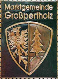                     Kupferbild                              Gemeindewappen             Marktgemeinde  Bad Großpertholz                                                                                                                 jedes Bild ein "Unikat"
 Kupferrelief  Handarbeit