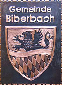              Kupferbild                   Gemeindewappen                 Gemeinde                             Biberbach                                                                                                     jedes Bild ein "Unikat"
 Kupferrelief  Handarbeit