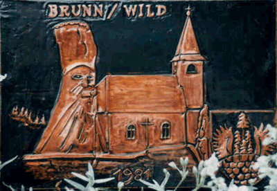              Kupferbild                         
Gemeindewappen                                  
Gemeinde Brunn an der Wild                                                                                            jedes Bild ein "Unikat"
 Kupferrelief  Handarbeit