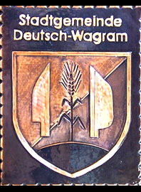                   Kupferbild                               Gemeindewappen              Stadtgemeinde   Deutsch Wagram                                                                   jedes Bild ein "Unikat"
 Kupferrelief  Handarbeit