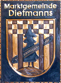                       Kupferbild                                  Gemeindewappen                         Gemeinde   Dietmanns                                                                     jedes Bild ein "Unikat"
 Kupferrelief  Handarbeit