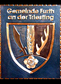                   Kupferbild                                    Gemeindewappen                      
 Gemeinde Furth an der Triesting                                                         jedes Bild ein "Unikat"
 Kupferrelief  Handarbeit