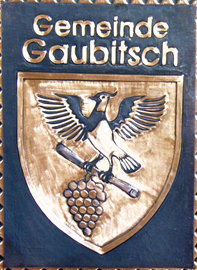            Kupferbild            Gemeindewappen            Gemeinde   Gaubitsch                                                             jedes Bild ein "Unikat"
 Kupferrelief  Handarbeit