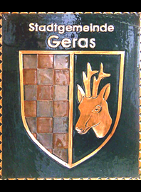            Kupferbild            Gemeindewappen               Stadtgemeinde Geras  Bezirk Horn             Niederösterreich                                                 jedes Bild ein "Unikat"
 Kupferrelief  Handarbeit
