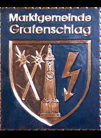            Kupferbild            Gemeindewappen            Ulrichskirchen-Schleinbach 
Niederösterreich                                                              jedes Bild ein "Unikat"
 Kupferrelief  Handarbeit