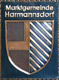                                                                           
Kupferbild                                    
Gemeindewappen               
 Marktgemeinde   Harmannsdorf           
  Bezirk Korneuburg                              Niederösterreich                                                                                   jedes Bild ein "Unikat"
 Kupferrelief  Handarbeit