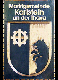                                                                              Gemeindewappen                       
Gemeinde Karlstein an der Thaya                              
                                      Niederösterreich                                                        
                       
jedes Bild ein "Unikat"
 Kupferrelief  Handarbeit