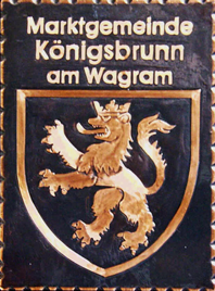      Gemeindewappen             
Königsbrunn am Wagram                                                                                   jedes Bild ein "Unikat"
 Kupferrelief  Handarbeit