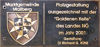            Kupferbild            
  Gemeindewappen            
Mailberg Goldene Kelle  Niederösterreich                                                               jedes Bild ein "Unikat"
 Kupferrelief  Handarbeit