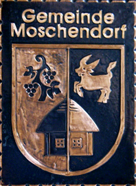                                                                    
Gemeindewappen
               

   Gemeindewappen Moschendorf   
Bezirk Güssing           
Niederösterreich                                   
 

                                                            jedes Bild ein "Unikat"
 Kupferrelief  Handarbeit
