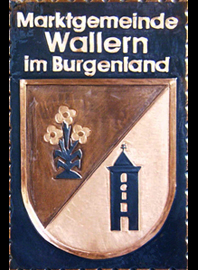                                                                              Gemeindewappen         
          
 Marktgemeinde  Wallern   Burgenland   Bezirk Neusiedl am See     
                
                                                                                                                                                                                                                        
jedes Bild ein "Unikat"            
  Kupferrelief  Handarbeit