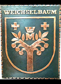                                                                              Gemeindewappen         
               
  Gemeinde Weichselbaum 
                          
   Bezirk Jennersdorf   Burgenland
                     
 Der ungarische Name                   
 der Gemeinde ist Badafalva                                                                                                                                                                                                
jedes Bild ein "Unikat"            
  Kupferrelief  Handarbeit