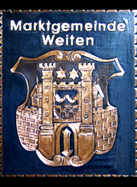                                                                              Gemeindewappen         
          
 Marktgemeinde   Weiten
                
                                                                                                                                                                                                                        
jedes Bild ein "Unikat"            
  Kupferrelief  Handarbeit