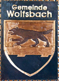                                                                              Gemeindewappen   
               
Wolfsbach                                                                                                                                                                                                          
jedes Bild ein "Unikat"            
  Kupferrelief  Handarbeit