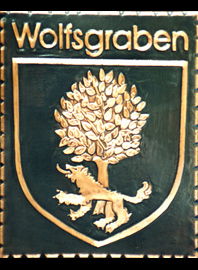                                                                                Gemeindewappen  
                
 Gemeinde Wolfsgraben                        Niederösterreich                                                                                   
jedes Bild ein "Unikat"            
  Kupferrelief  Handarbeit