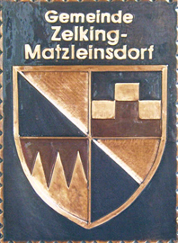                                                                             Gemeindewappen   
                  
Gemeinde Zelking - Matzleinsdorf                                    Bezirk Melk                                                                                                                                         
jedes Bild ein "Unikat"            
  Kupferrelief  Handarbeit