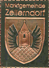                                                                             Gemeindewappen 
                            
Gemeinde Zellerndorf                               Niederösterreich                                                                                   
jedes Bild ein "Unikat"            
  Kupferrelief  Handarbeit