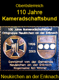                                                                    
Gemeindewappen                      
Neukirchen an der Enknach 
                             
  Kameradschaftsbund
                               
    Bezirk Braunau                             
  Oberösterreich                                                                           jedes Bild ein "Unikat"
 Kupferrelief  Handarbeit