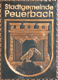                                                                    
Gemeindewappen                      
 Peuerbach    Oberösterreich 
                             
  
                               Marktgemeinde
    Bezirk Grieskirchen                             
  Oberösterreich                                                                           jedes Bild ein "Unikat"
 Kupferrelief  Handarbeit