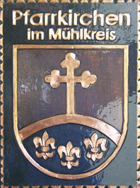                                                                    
Gemeindewappen                      
   Pfarrkirchen Mühlkreis      Oberösterreich 
                             
  
                                
    Bezirk Rohrbach                             
  Oberösterreich                                                                           jedes Bild ein "Unikat"
 Kupferrelief  Handarbeit