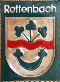  Rottenbach     Oberösterreich Wappen in Farbe Kupferrelief  