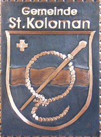                
 Kupferbild                        
  Gemeindewappen                               
 Sankt Koloman
                      
 Bezirk Hallein              
        
     Salzburg                                             jedes Bild ein "Unikat"
 Kupferrelief  Handarbeit