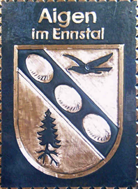                                                                    
Gemeindewappen                                          
                                        
Bezirk Liezen                         
 Steiermark                                                                      jedes Bild ein "Unikat"
 Kupferrelief  Handarbeit