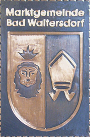                                                                    
Gemeindewappen                          Marktgemeinde Bad Waltersdorf                      
                          
Bezirk Hartberg-Fürstenfeld 
                                  
 Steiermark                                                                               jedes Bild ein "Unikat"
 Kupferrelief  Handarbeit