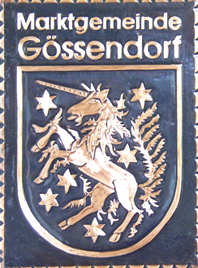                                                                    
Gemeindewappen Gössendorf                        
 
 
                               Bezirk Graz-Umgebung 
              
 Steiermark                                                                               jedes Bild ein "Unikat"
 Kupferrelief  Handarbeit