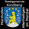  Gemeindewappen   Kupferbild
Stadtgemeinde Kindberg 
 
 Im Jahre 1968 wurde die
Allerheiligen im Mürztal  und   Mürzhofen  wurden ab 1.  Jänner 2015 der Stadtgemeinde Kindberg eingemeindet.   