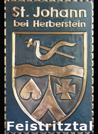                                                                    
Gemeindewappen                      
Gemeinde  St.Johann bei Herberstein           
           Bezirk Hartberg-Fürstenfeld                                 
 Steiermark                                                                               jedes Bild ein "Unikat"
 Kupferrelief  Handarbeit
