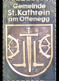                                                                    
Gemeindewappen                         
 Sankt Kathrein am Offenegg                       
                         
Bezirk  Weiz Steiermark 
                                  
 Steiermark                                                                               jedes Bild ein "Unikat"
 Kupferrelief  Handarbeit