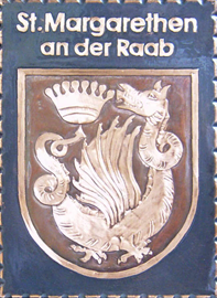                                                         
Gemeindewappen  in Kupfer                
Marktgemeinde                     

St. Margarethen an der Raab
            
 
 Bezirk Weiz                      
                                                     
 Steiermark                                                                                                 jedes Bild ein "Unikat"
 Kupferrelief  Handarbeit