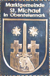                                                                    
Gemeindewappen                      
Marktgemeinde
Sankt Michael in Obersteiermark                                           
 
 Bezirk Leoben 
                                            
 Steiermark                                                                               jedes Bild ein "Unikat"
 Kupferrelief  Handarbeit