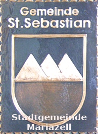                                                                    
Gemeindewappen                         
Sankt   Sebastian                      
                         
Bezirk   Bruck-Mürzzuschlag   
                                  
 Steiermark                                                                               jedes Bild ein "Unikat"
 Kupferrelief  Handarbeit