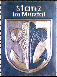                                                         
Gemeindewappen                         Gemeinde Stanz im Mürztal                                                                      
Bezirk  Bruck-Mürzzuschlag 
                                                                                         
 
                     
 Steiermark 
                                                                                      jedes Bild ein "Unikat"
 Kupferrelief  Handarbeit