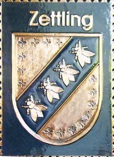 Gemeinde  Wappen in Kupfer Zettling  (Bierbaum, Laa, Zettling) Wappen  